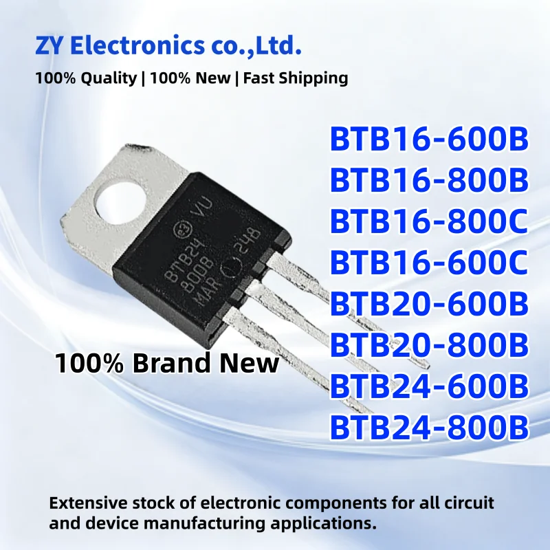 10Pcs New BTB20-600B BTB20-800B BTB24-600B BTB16-600B BTB16-800B BTB16-800C BTB16-600C BTB24-800B TO-220 Thyristor
