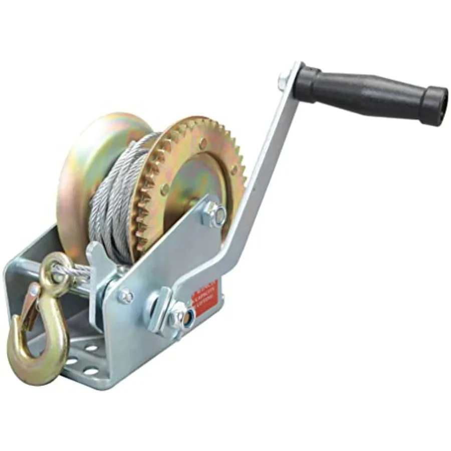 

Heavy Duty Hand Winch 1600 lbs Ccity with 32.8ft Steel Wire Cable Silver for Outdoor Use