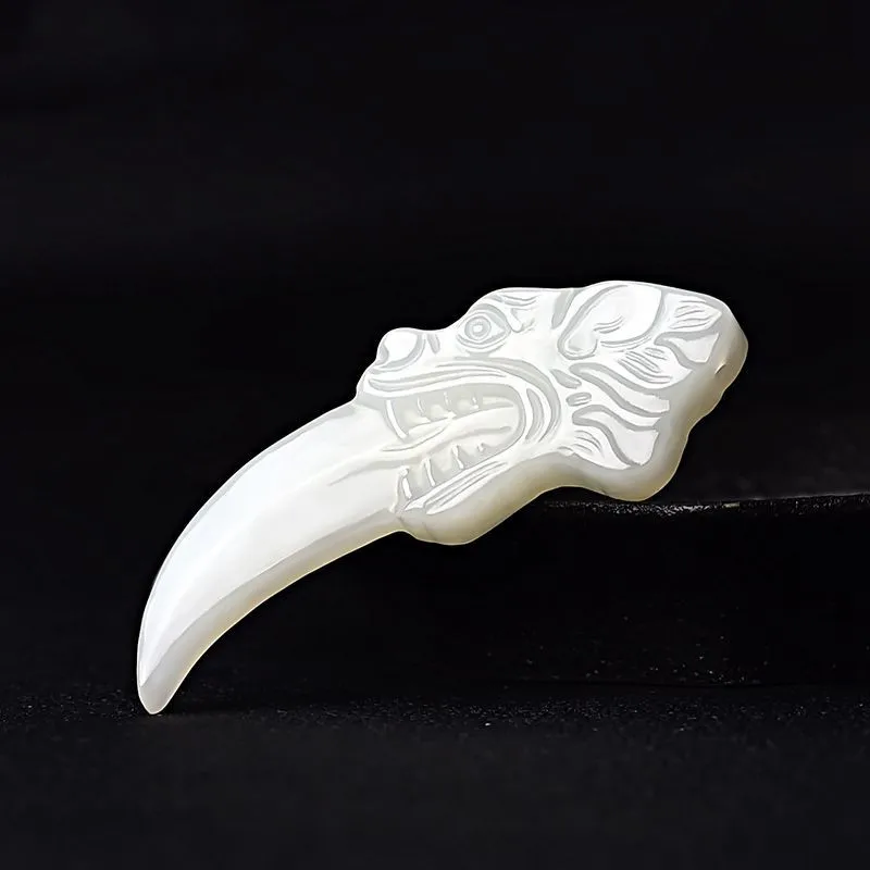 

Fine Jewelry Natural Hetian Nephrite Jade Double-Sided Carving Wolf Teeth Pendant for Men and Women