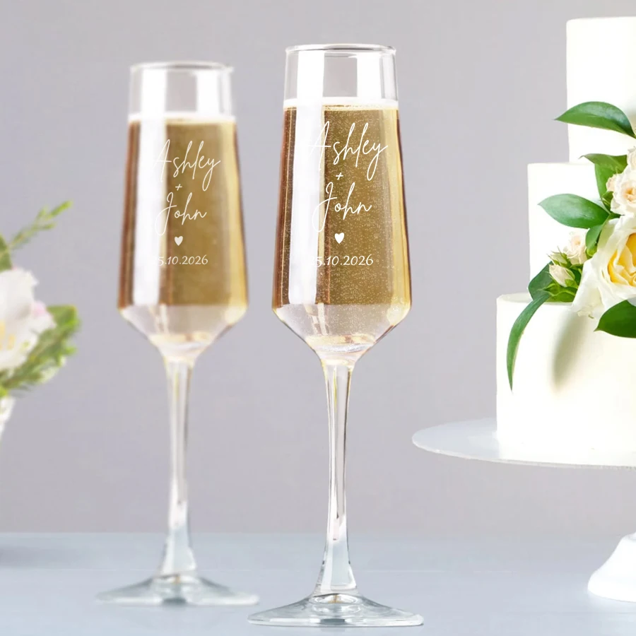 

Personalized Champagne Glass Set of 2 Custom Wedding Champagne Glass, Wedding Champagne Flute, Personalized Wedding Souvenirs