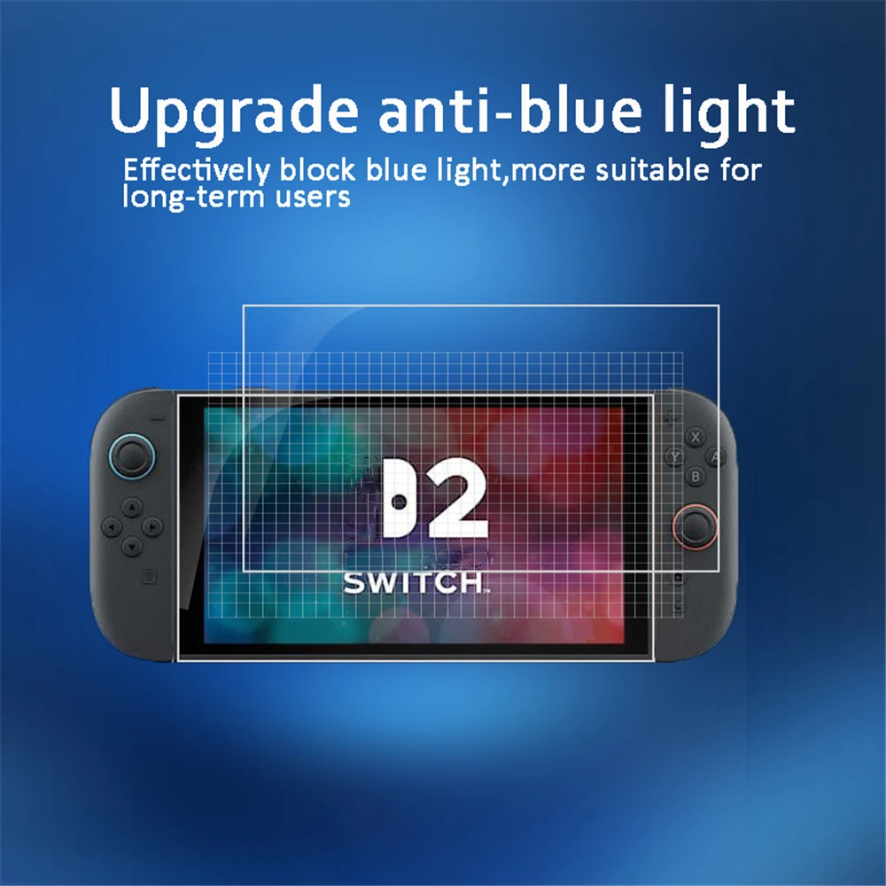 

For Switch 2 Tempered Glass Screen Protector Ultra HD Anti Blue Light 9H Hardness Ultra-Clear Film