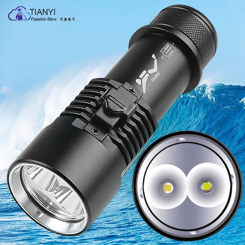 Diving flashlight P70 high-brightness flashlight L2 magnetic control switch professional diving fill light LED light