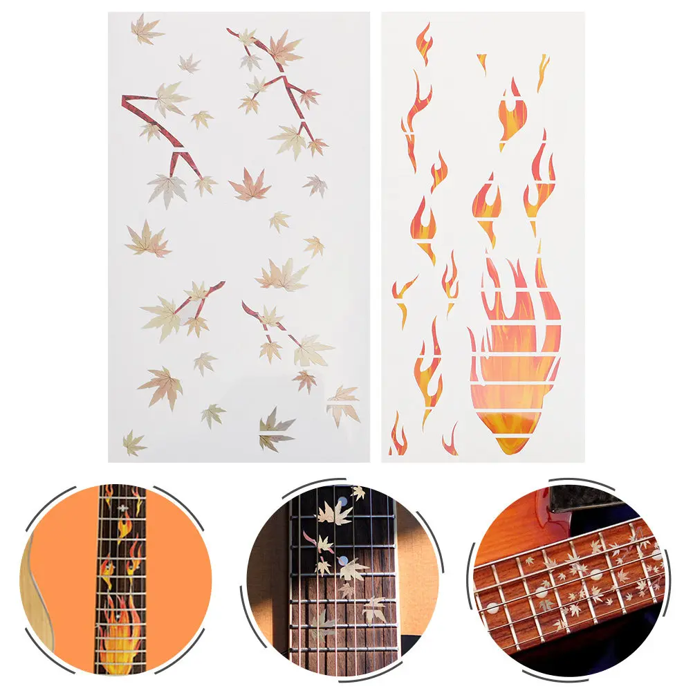 

2 Sheets Guitar Decorative Sticker Premium Paper Self-Adhesive Guitar Fretboard Decals Fingerboard Patch Musical Instrument