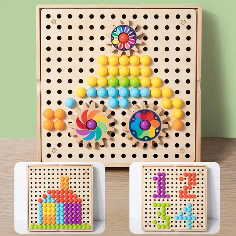 Creative Peg Puzzle Toys 3D Games Safe Mushroom Nail Jigsaw Jigsaw Puzzle Mosaic Pegboard Fun & Entertaining For Children Boys