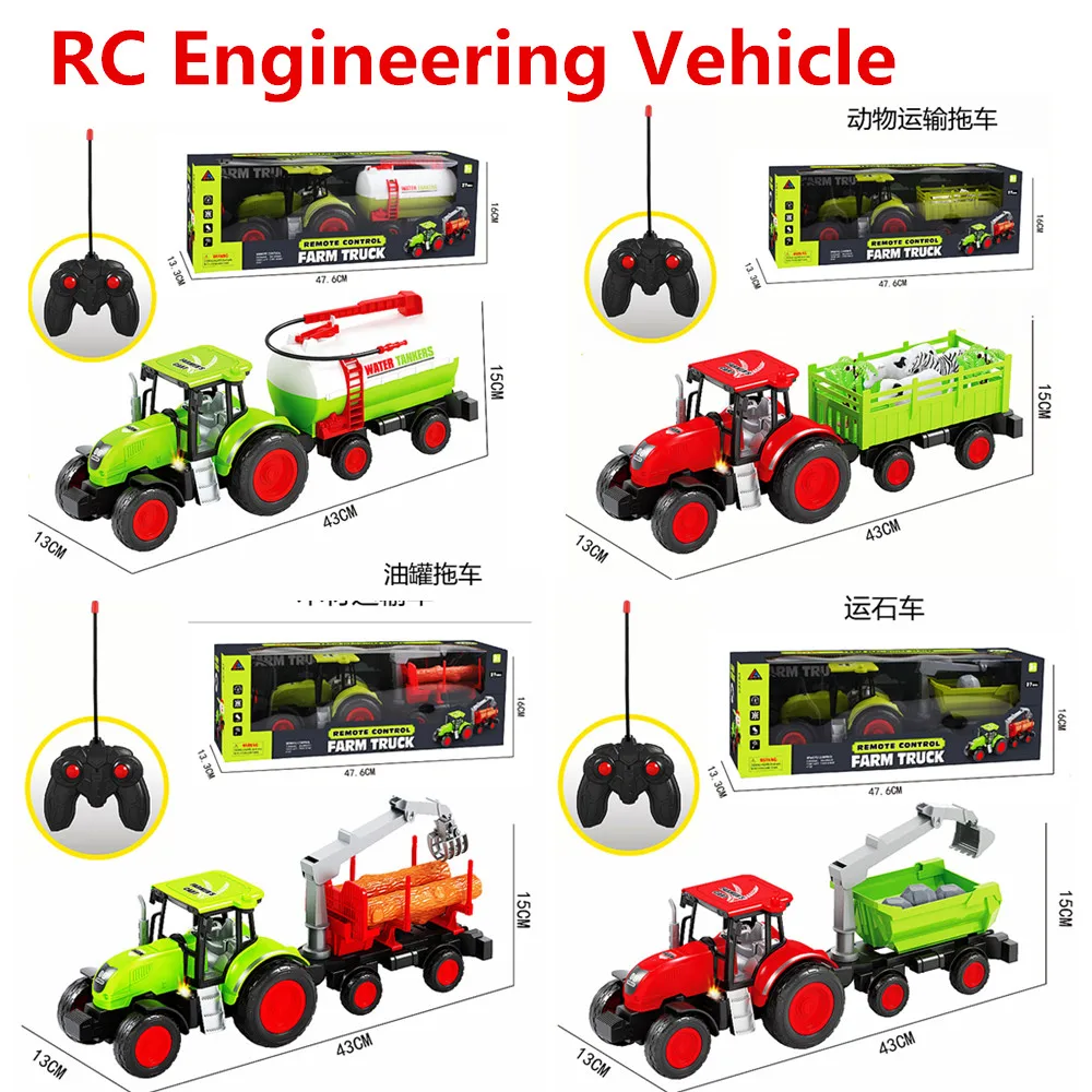 2.4G Remote Control Engineering Vehicle Rc Tractor Trailer Harvester Transporting Toys  Simulation Farm Toys  For Children's Toy