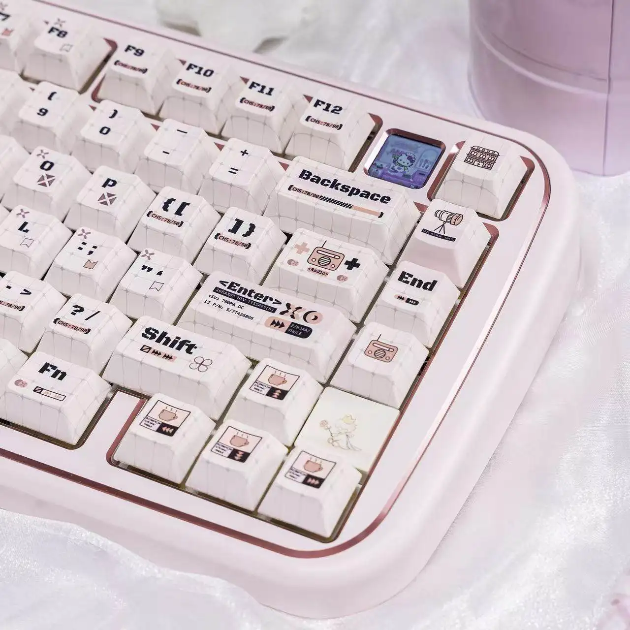 129 keys Cute Coder theme Cherry Profile Dye-Sublimation PBT keycap sets Cute Pink For Mx Mechanical Gaming Keyboard