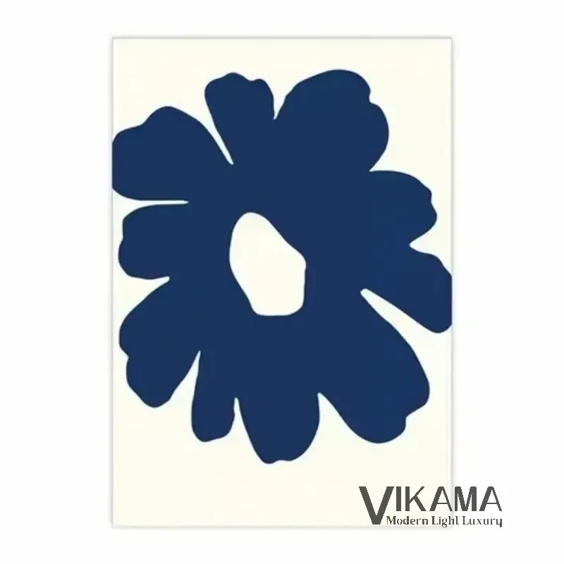 VIKAMA Minimalist Blue Flower Light Luxury Carpet Klein Blue Living Room Thickened Soft Bedroom Washable Non Slip Floor Mat