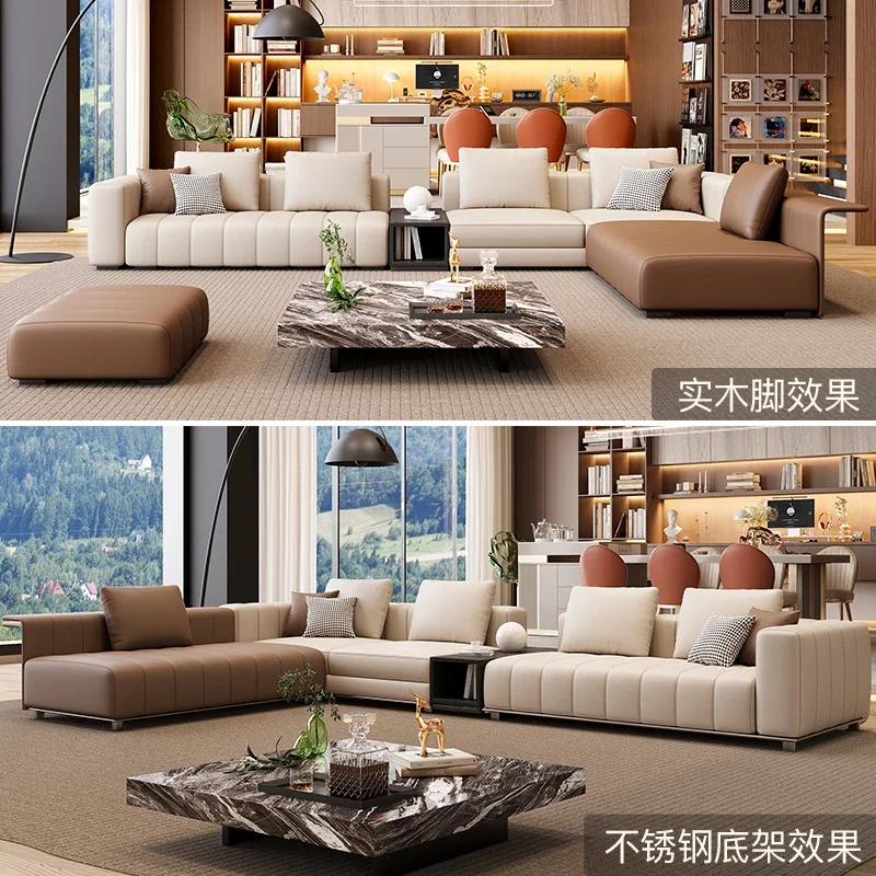 Leather piano key sofa extremely simple duplex luxury feeling