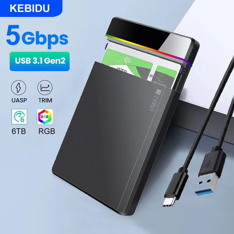 

5Gbps HDD Enclosure SATA to Type-C HDD Solid State Drive Enclosure Support UASP for 7~9.5mm 2.5-inch SSD/Mobile Hard Drive