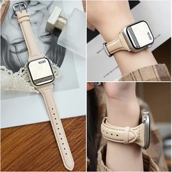 Slim Leather Strap For Apple Watch bands 45mm 44mm 40mm 41mm 42mm 46mm Ultra 2 49mm 44 mm Bracelet apple watch 10 9 8 7 se 5 4 6
