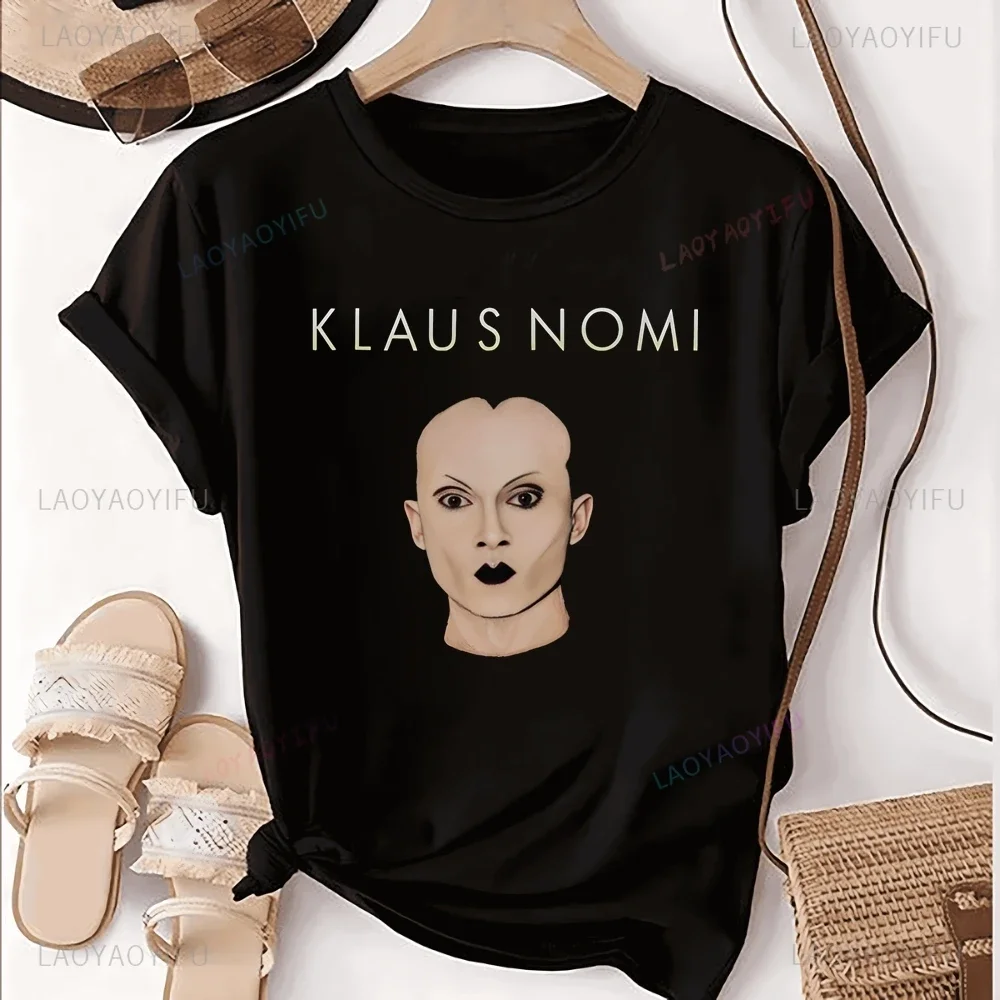 Streetwear Vintage Klaus Nomi Bedrucktes T-Shirt Top Nomi Neutral Trend Harajuku Unisex Shirt Grafik Übergroßes Baumwoll-T-Shirt