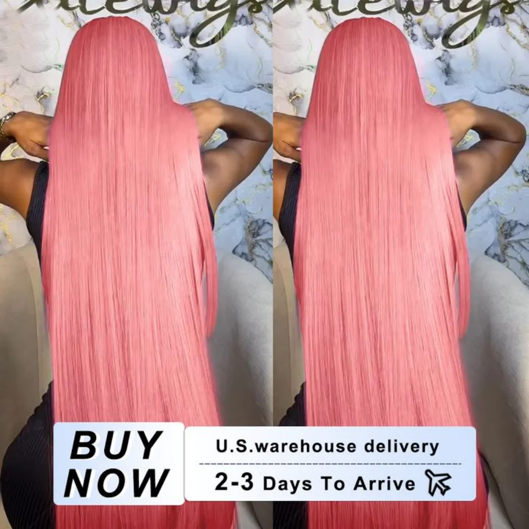 

Pink Straight Lace Front Wig HD Transparent 13x6 Human Hair lace frontal wigs 30 32 inch Women's Wigs Preplucked brazilian wigs