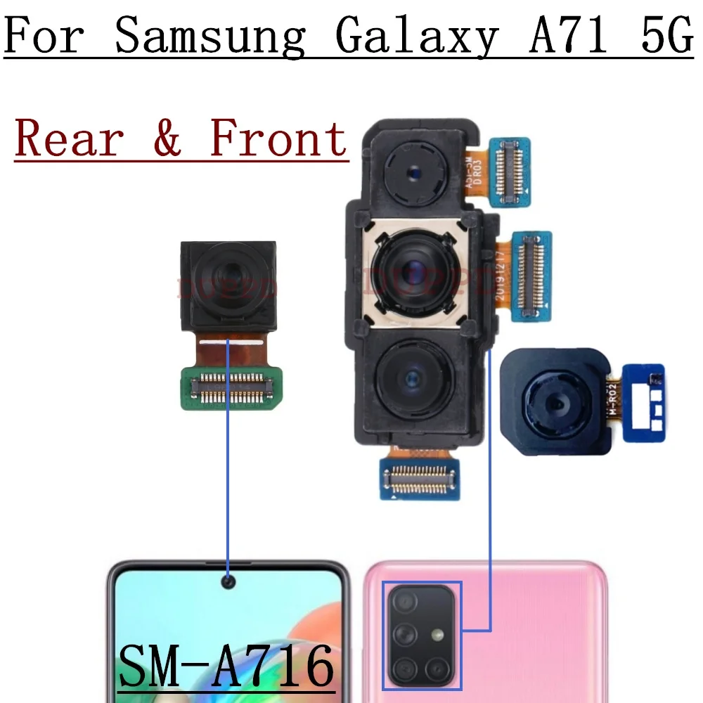 Rear Front Camera For Samsung Galaxy A71 5G A716F A716V A716B Backside Back Facing Wide Camera Module Replacement Parts