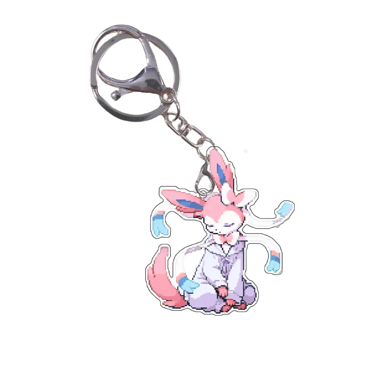 Gantungan Kunci Pokemon Tidur Sylveon Eevee Leafeon Espeon Umbreon Vaporeon Glaceon Karakter Permainan Anime Dekorasi Liontin Akrilik