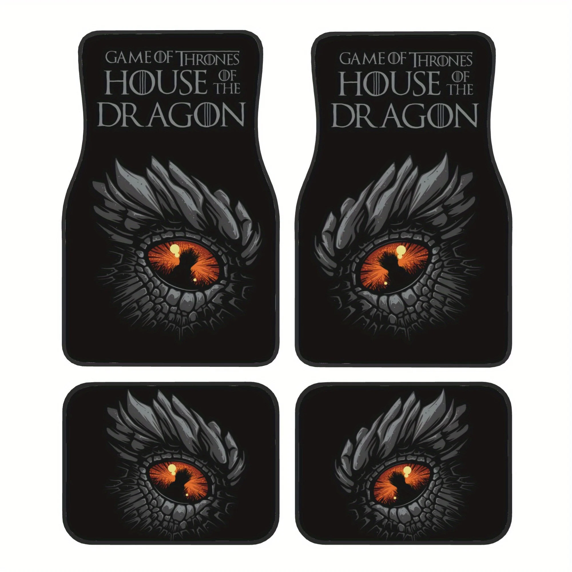 4pcs WB House Of Dragons Mother Of Dragons Dracarys Car Floor Mats - Anti-Slip, Durable Polyester Liners For Sedans, Cars, Truck
