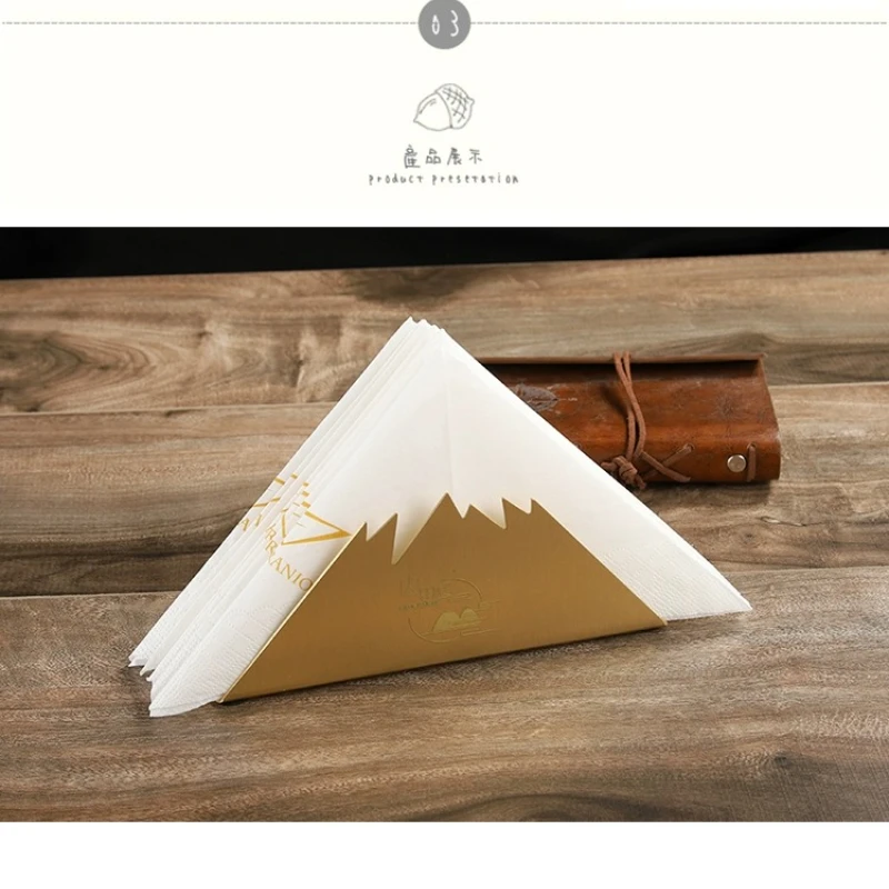 Handmade Upscale Brass Triangle Towel Rack Tissue Holder Hotel Bar Restaurant Cafe Dining Table LOGO Customization view 6