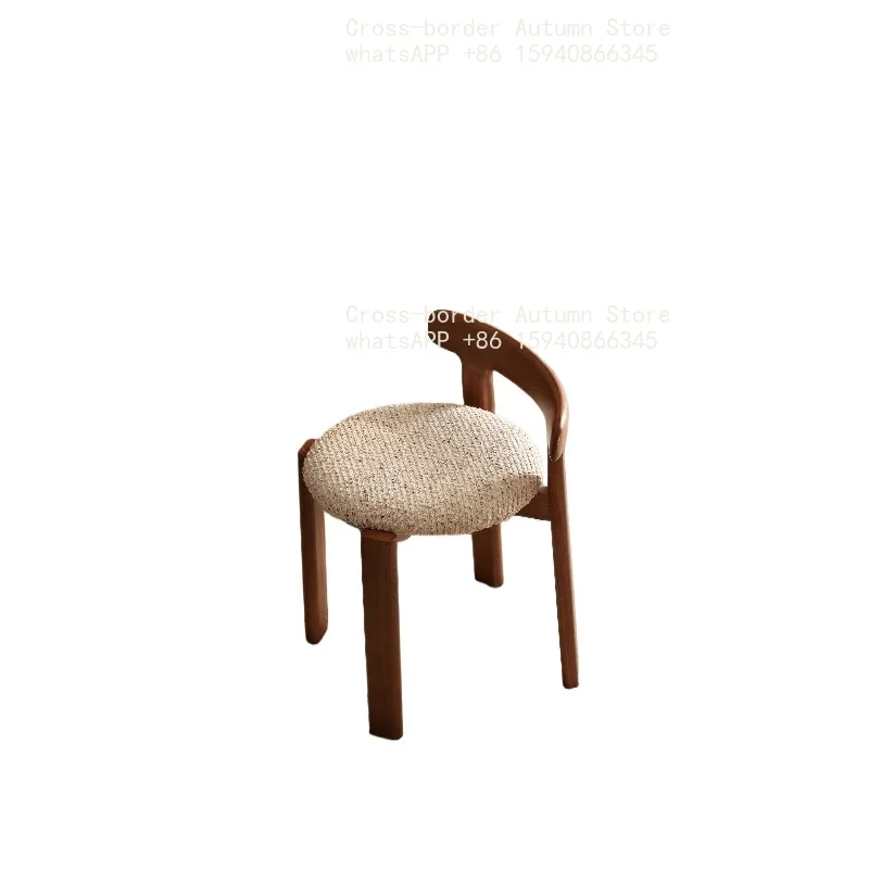 Medieval solid wood dressing stool, household dining stool, backrest makeup stool,shoe changing stool at the door