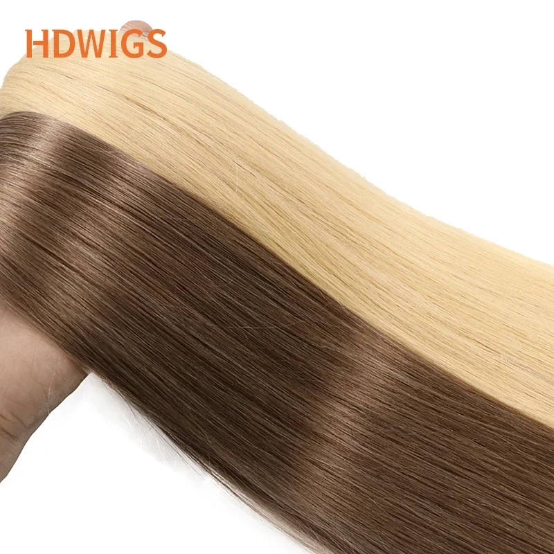 Pacotes de cabelo humano virgem de seda reta para mulheres, trama de cabelo virgem cru não processada, extremidade grossa do cabelo, super duplo desenhado, natural