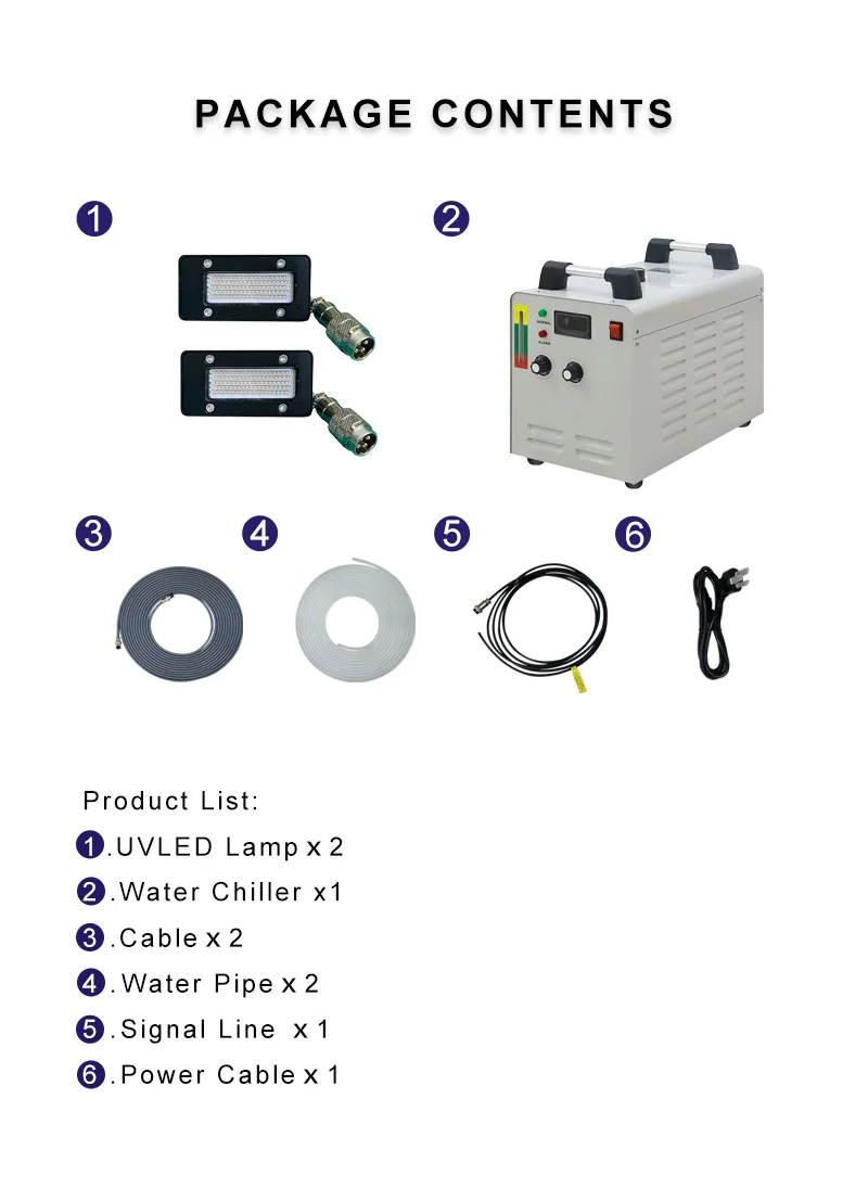 Ensemble de lampes à polymériser à l'huile LEDUV refroidies à l'eau, buse Epson DX5 et DX7, lampe à polymériser l'encre UV, Guangzhou NuoCai 155, imprimante UV, 6090 W