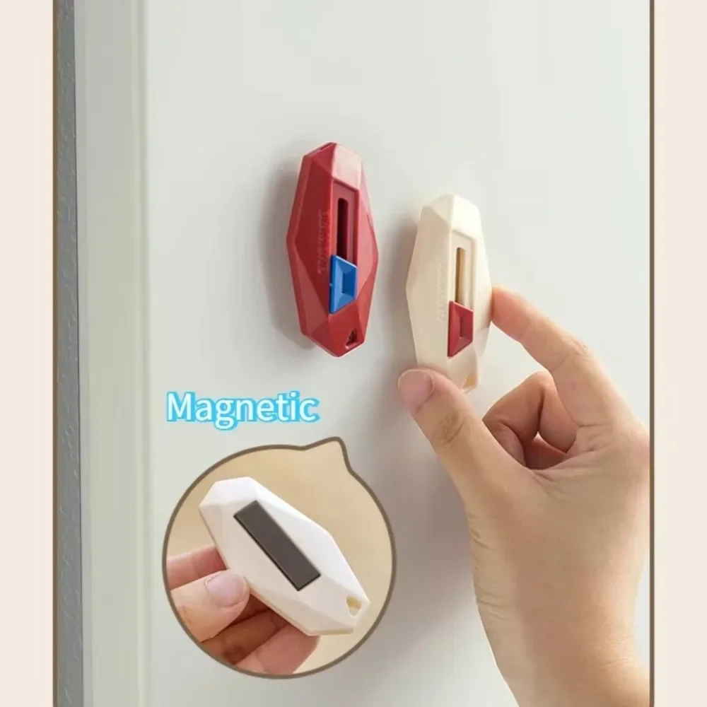 Small Diamond Design Unbox Knife Safety Magnetic Carton Box Cutter Stainless Steel Blade Utility Knife