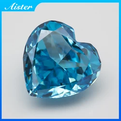 New Aquamarine Heart Crushed Ice Cut Cubic Zirconia High Carbon Lab Diamond CZ Gemstone 4K Cut 5A+ Quality for Jewelry Making