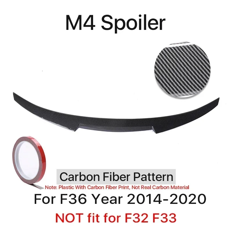 Kofferbak Spoiler Bumper Lip Voor BMW 4-serie F32 F33 F36 Koolstofvezel PSM M4 MP Stijl Vleugel Staart Kit 2014-2020 Glanzend Zwart