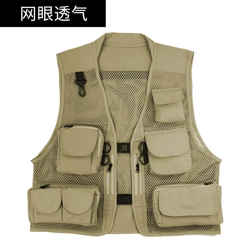 

2024 Men's Multi-Pocket Vest Breathable Outdoor Reporter Sports Fishing Photography Vest