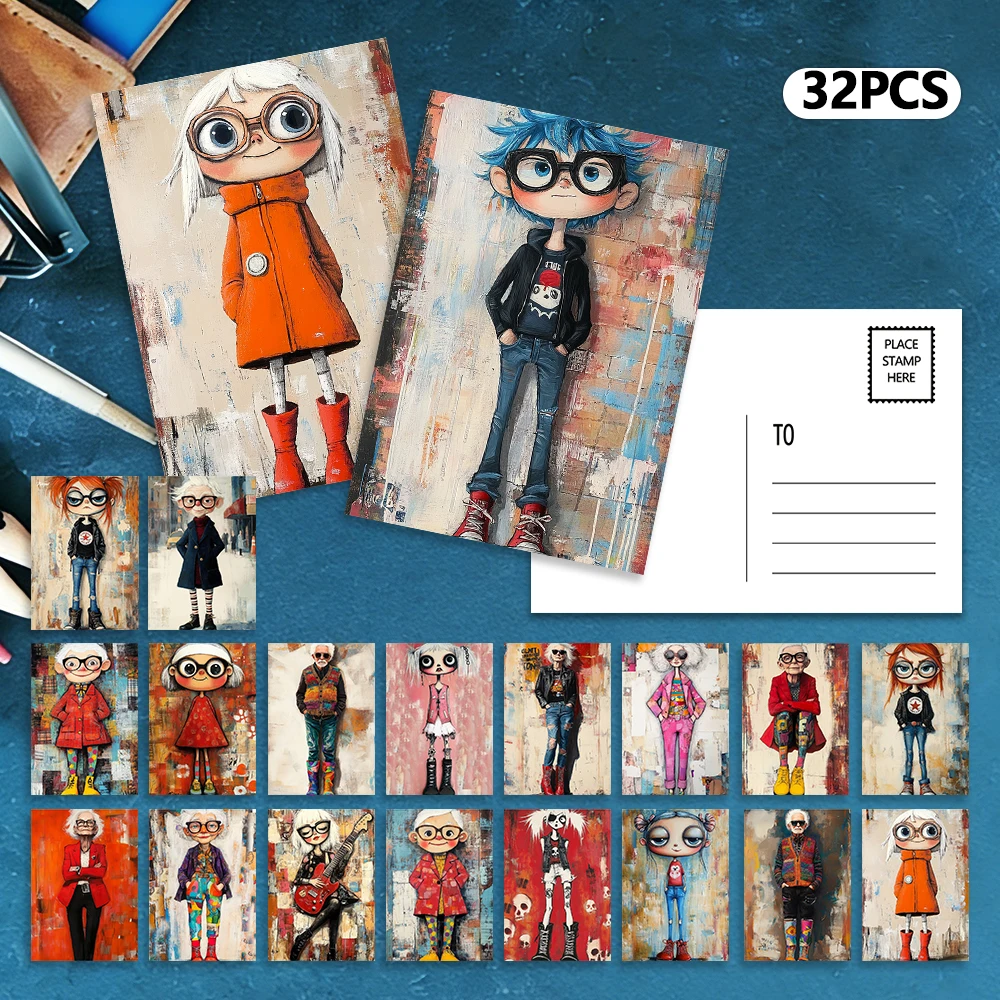 

32pcs, colorful characters, postcards, decoration/greeting cards/postcards, high-precision printing, collectible and mailable