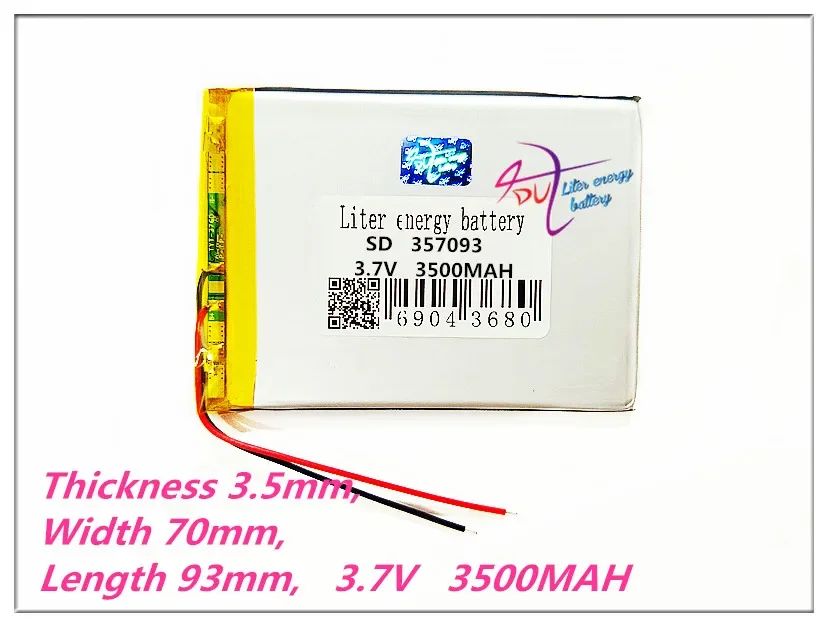 357093 3.7V 3500MAH 357095 Lipo Polymer Lithium Battery For Tablet PC 346993 MP3 IPAQ DVD E-book Power bank Toys Phone