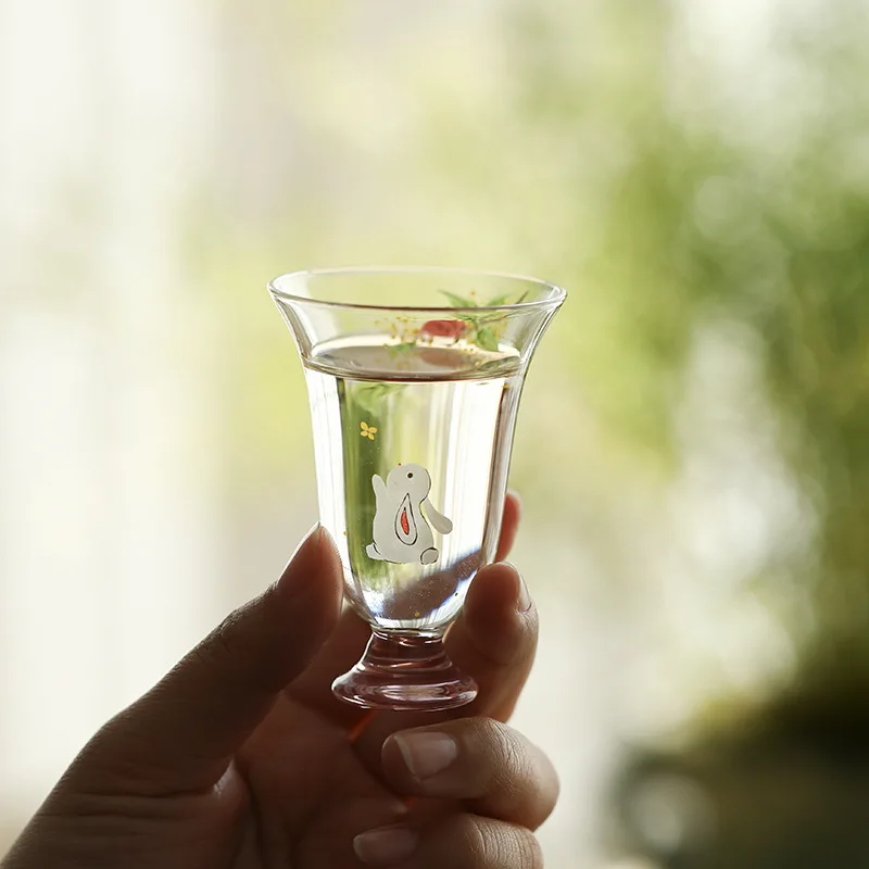 Taza de té de campana alta Osmanthus, calcomanía aplicada a mano, vidrio resistente al calor, taza de té chino Gongfu para la ceremonia del té, degustación de beber