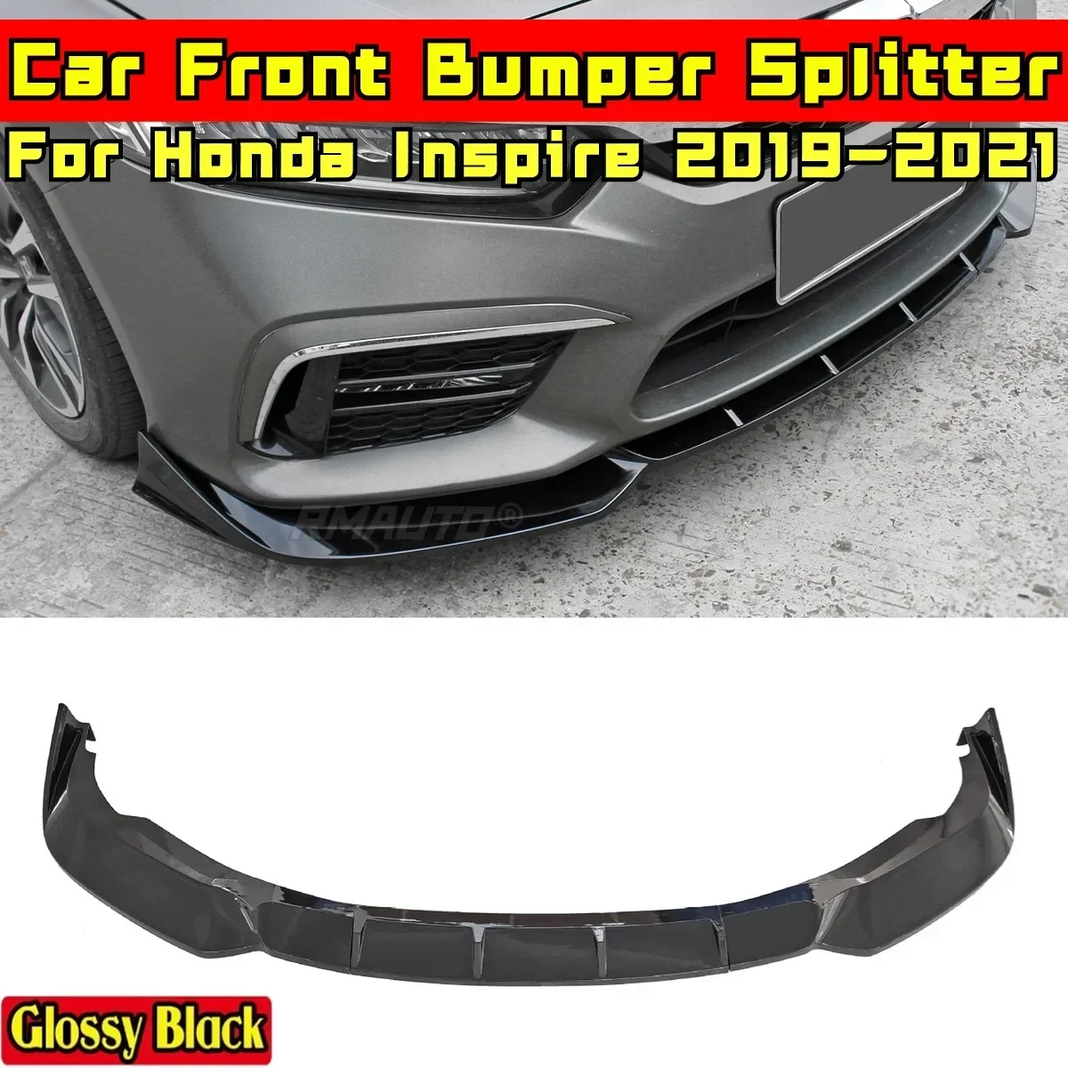 Inspire Front Bumper Splitter Carbon Fiber Look Sport Style Bumper Diffuser Body Kit For Honda Inspire 2019-2021 Car Accessories