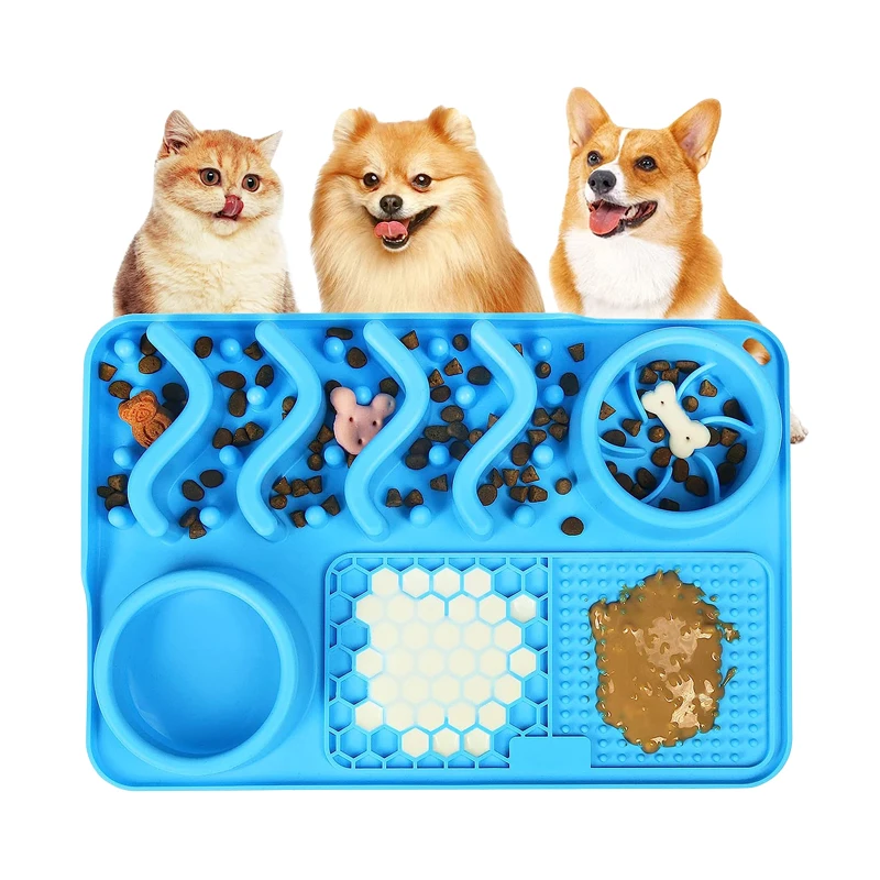 

Large Size All-in-one Slow Feeder Licking Pad Pet Food Bowl Silicone Dog Pet Lick Mat with Suction for Anxiety Relief