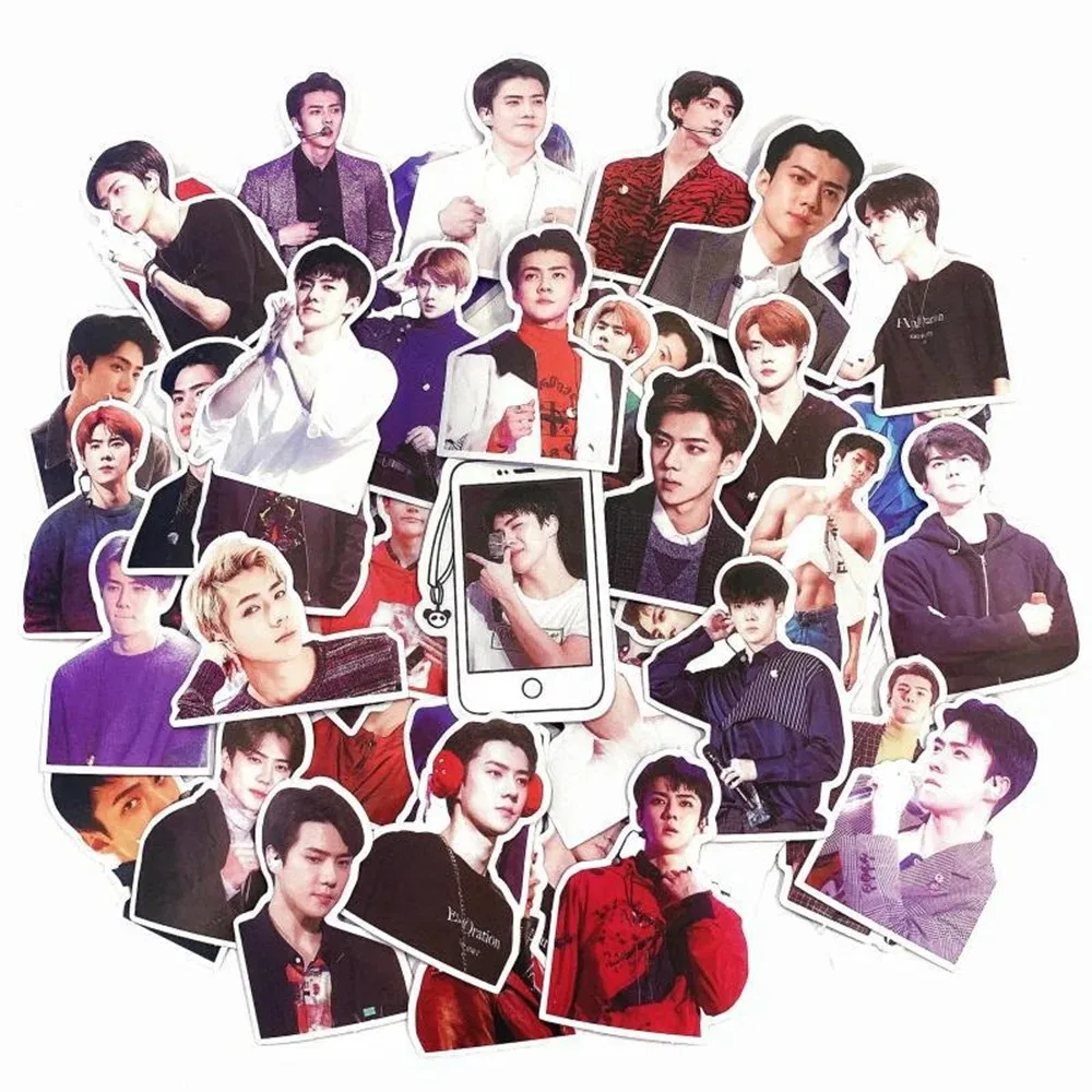 50PCS Korean Star SEHUN KPOP Singer Exquisite Stickers Kids Toys DIY Scrapbook Luggage Laptop Ipad Stickers