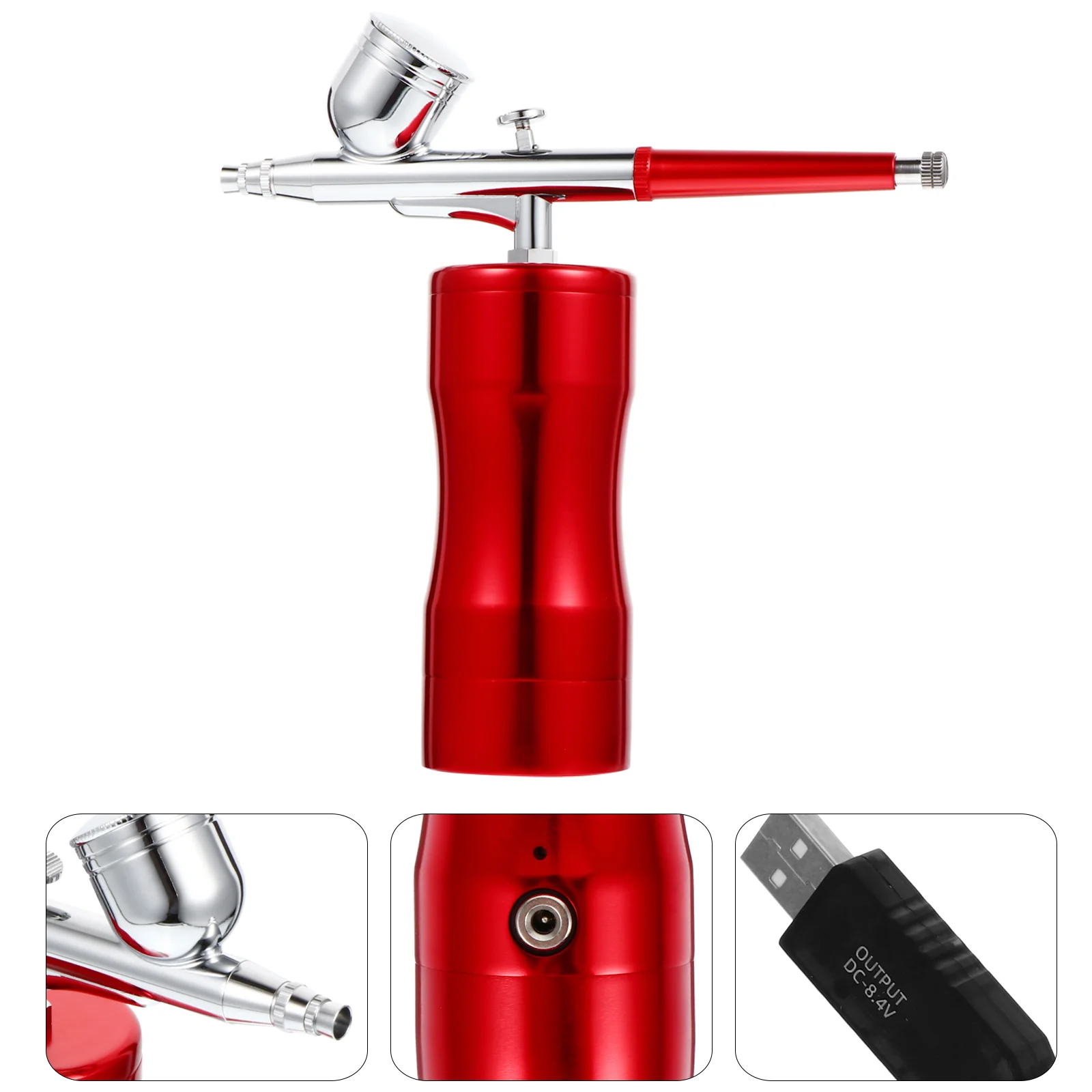 Airbrush Set for Makeup Manicure Painting Suite Face Tool Portable Kit with Pump Red Nail Craft Tools