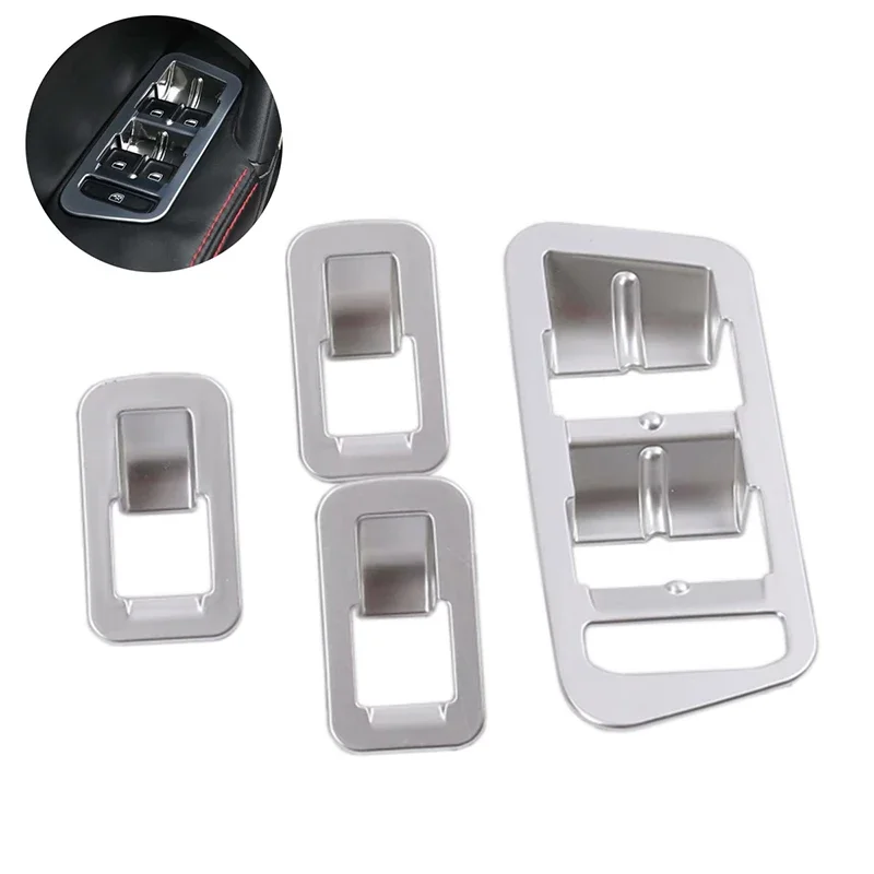 4 Pcs Car Window Lift Panel Frame Trim Armrest Switch Button Cover Decoration Accessories For Volkswagen Golf 7 MK7 2013-2018