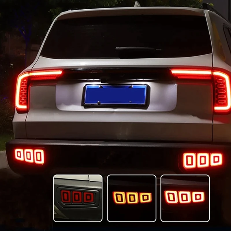 Car LED Fog Bumper Brake Light Dynamic Signal Brake Tail Light Rear Bumper Reflector Lamp As Shown For HAVAL DARGO 2021 2022