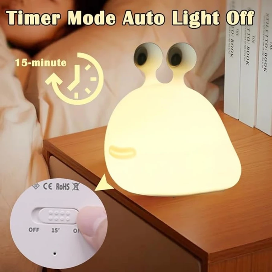 Slug Night Light with Touch Sensor for Bedroom,  Squishy Silicone Soft Night Light , Cute Animal Bedside Lamp