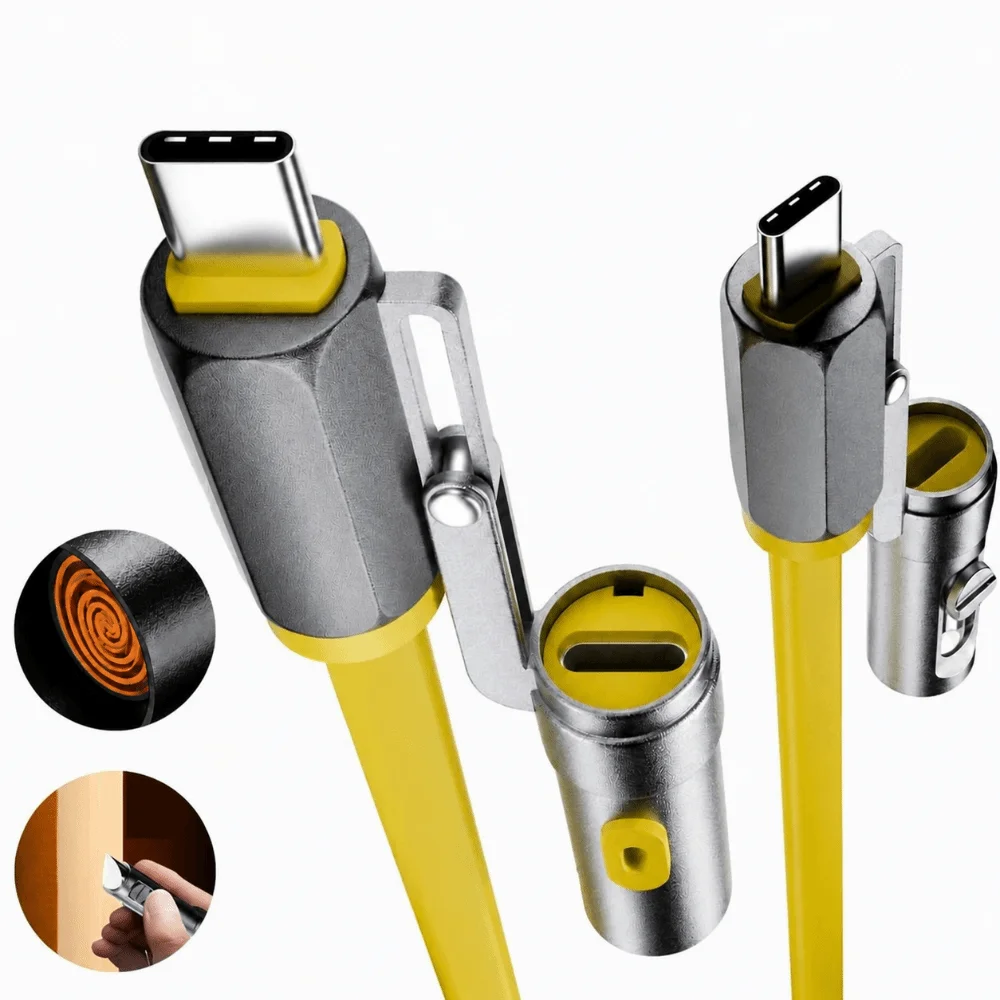 with Hidden Blade Outdoor Charging Cable PD 3.1 Fast Charging 240W Charging Adapter TPE Jacket Zinc Alloy USB-C Lighter