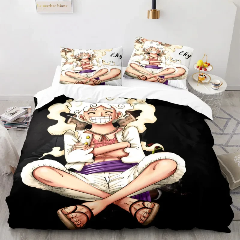 Ensemble de housse de couette Anime Cartoon, housse de couette, taie d\'oreiller, Twin, Single, Queen, King Size, 202 lon, Intérieur a, Luffy, Gear