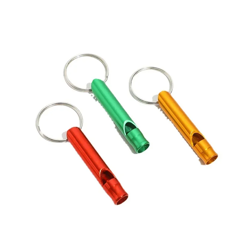 Mini Size Outdoor Survival Emergency Multifunction Metal Whistles With Keychain Keyring For Team Gifts