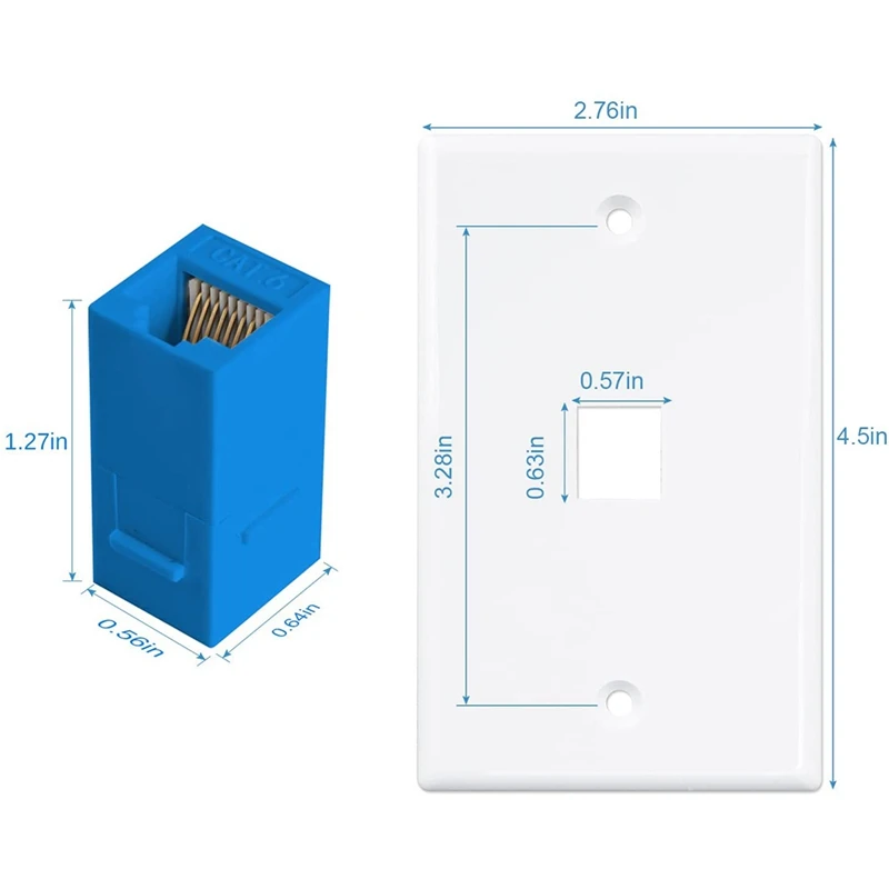 4-Pack 1 Port Ethernet Wall Plate, RJ45 Cat6 Female To Female Jack Inline Coupler Face Plates, 1-Port