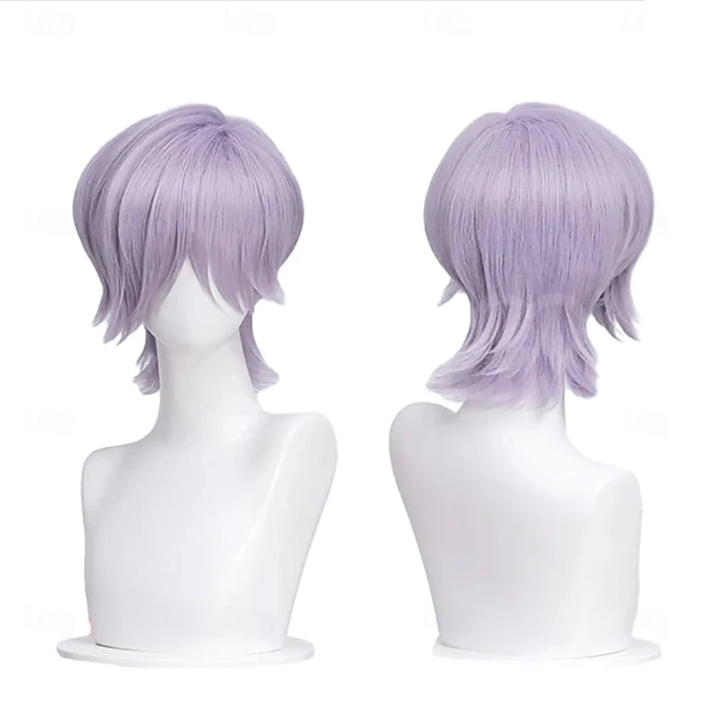 الشعر الاصطناعية فيلم أنيمي الكورية المعبود مستوحاة شعر مستعار تأثيري البوب ستار شعر مستعار قصير الضوء الأرجواني شعر مستعار