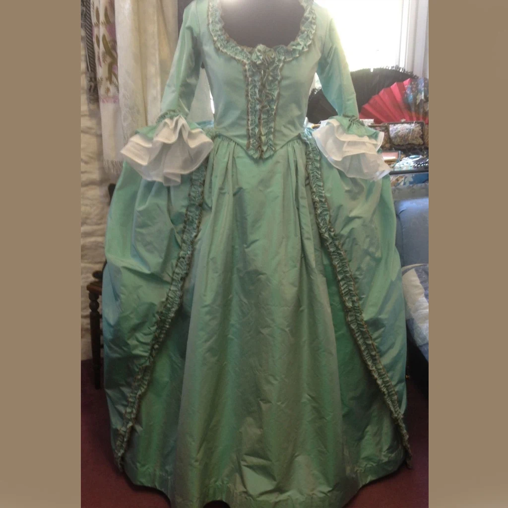 Marie Antoinette Costume Green Gown Dress 1770s Rococo Royal Court Ball Gown Vintage French rococo dress fantasy dress