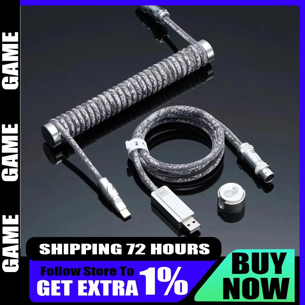 

Winshop Gaming Keyboard Wire Type-C USB Spiral Wire8K Port Desktop Computer Aviation Plug Cable Magnetic Axis Cable Professional