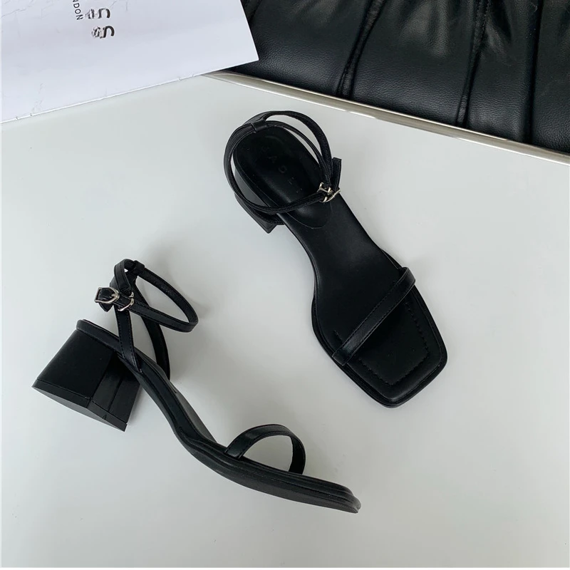 Fashion Design Sandals Women Thick Heel Casual Ladies Open Toe Shoes Sexy Party Sandal Ankle Strap 2024 Summer Mujer