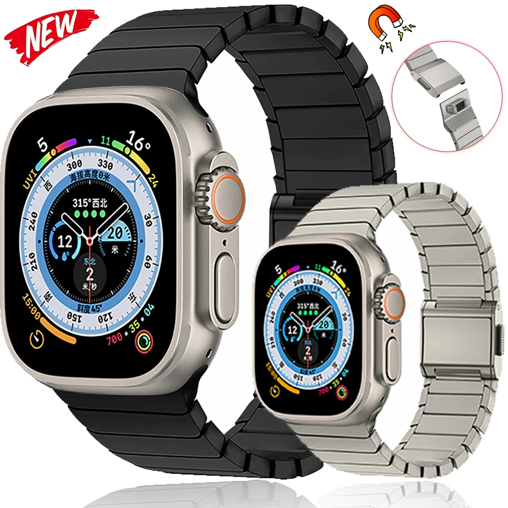 

Metal Strap for Apple Watch Band 46mm 49mm 45mm 44mm 42mm Magnetic clasp Bracelet iWatch Series 10 Ultra 9 8 7 6 5 SE Wristband