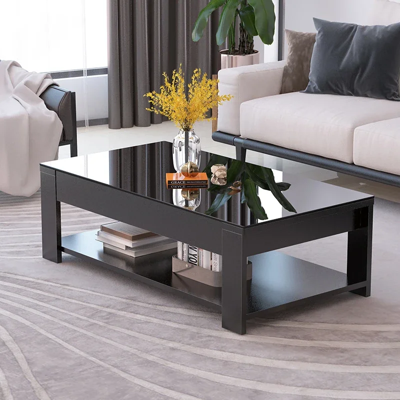 Nordic coffee table, simple modern tempered glass living room, easy to create office