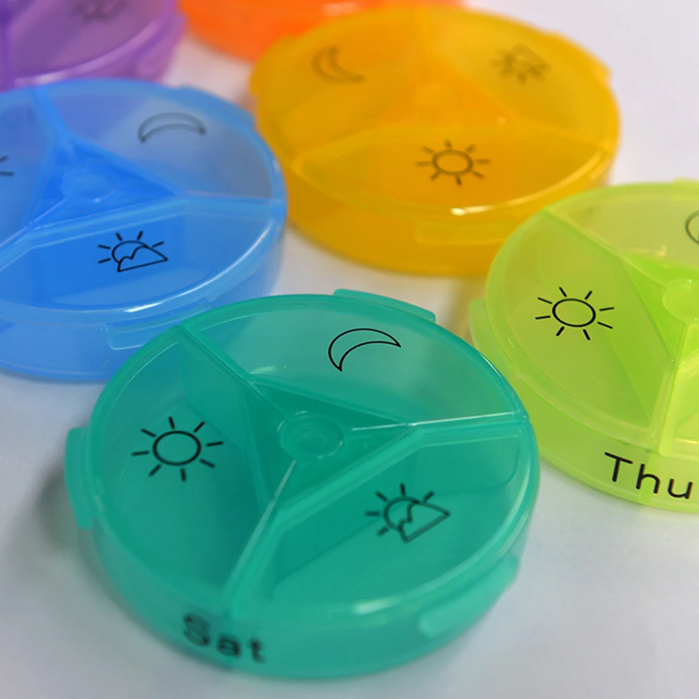 

Rainbow Pill Medicine Dispenser 21 Compartments Medicine Box Dispenser Weekly Organizer Portable Mini Containers Eco PP