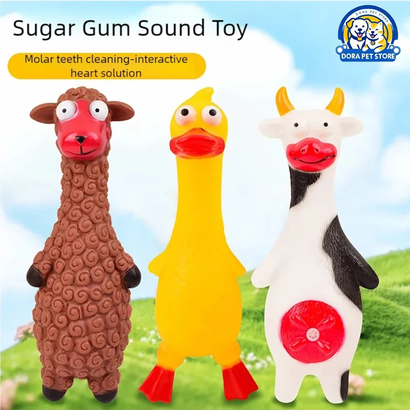 

Pet interactive biting toy, cow, sheep, duck, animal vocalization pet toy, cute decompression dog toy
