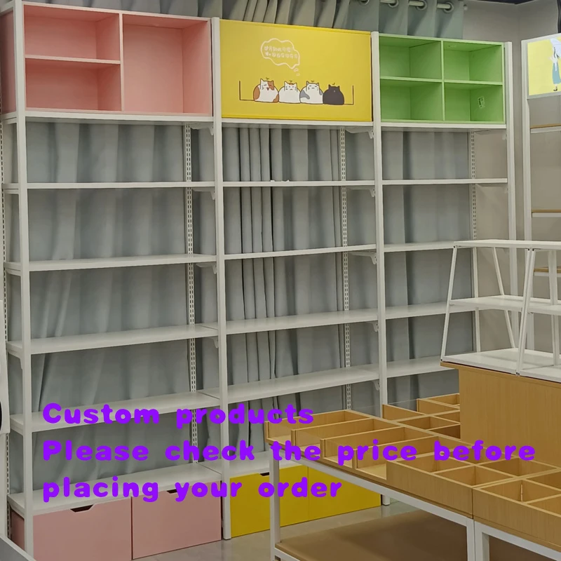 

custom.Single-sided Customized Colors Supermarket Rack Wooden Metal Light Duty Quick Installation